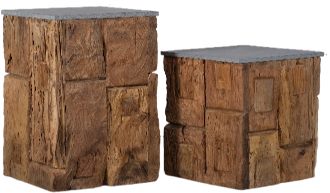 Pedestal de teca con piedra H